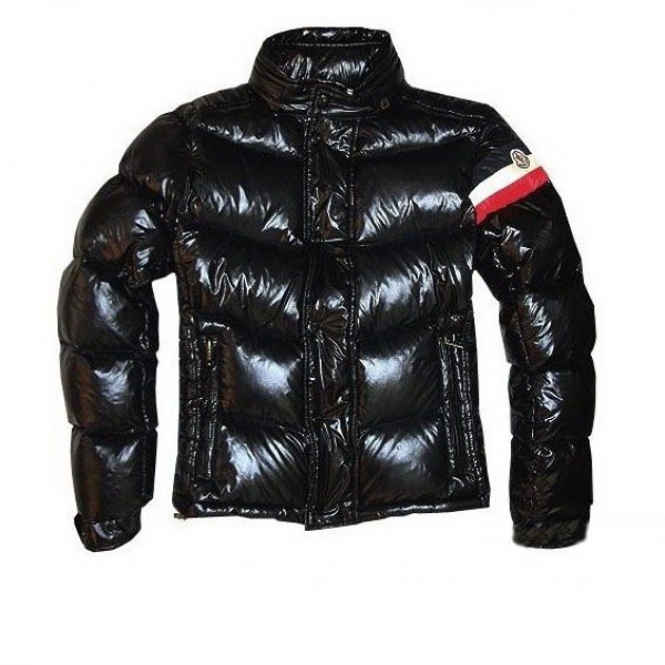 Moncler Moda Nero Mock Collar Zipper Uomo Cappotti uscita